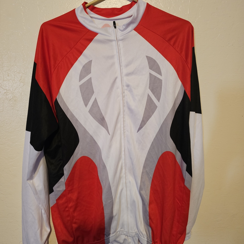 Red and White Cycling Jacket and Pants